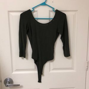 Army green three quarter sleeved body suit